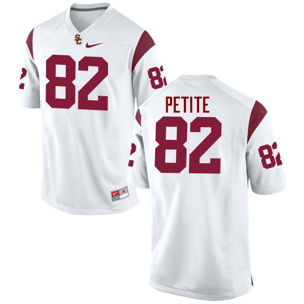 Men #82 Tyler Petite USC Trojans College Football Jerseys-White